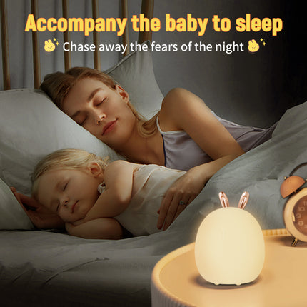 Silicone Touch Night Light For Baby Room Rabbit Shaped Ambient Lamp Clap Control