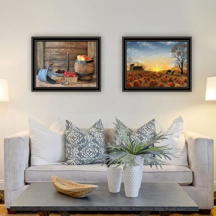 Billy Jacobs 2-Piece Autumn Sunrise Wall Art Set, Black Framed Decor