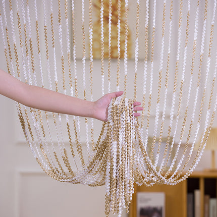 Peekaboo Studio Silver Silk Tassel Door Curtain - Punch-Free, Elegant