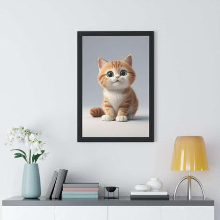 Sustainable Chic Cat Art Framed Print for Eco-Friendly Home Decor