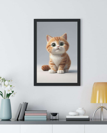Sustainable Chic Cat Art Framed Print for Eco-Friendly Home Decor