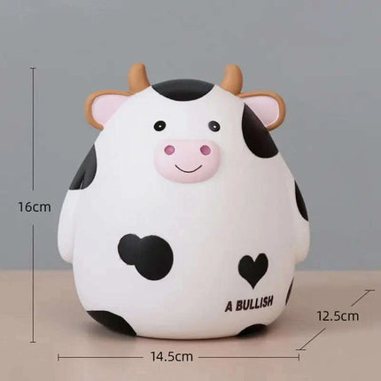 Adorable Cartoon Cow Coin Bank - Cute Vinyl Money Box for Kids - Fun Savings Jar