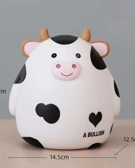 Adorable Cartoon Cow Coin Bank - Cute Vinyl Money Box for Kids - Fun Savings Jar