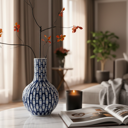 Jingdezhen Ceramic Vase Qin Hua Fish Vase In Zen Style