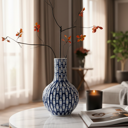 Jingdezhen Ceramic Vase Qin Hua Fish Vase In Zen Style