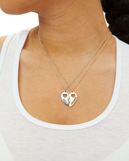 Elegant 18K Gold-Plated Best Friends Necklace Set with Personalized Gift Boxes