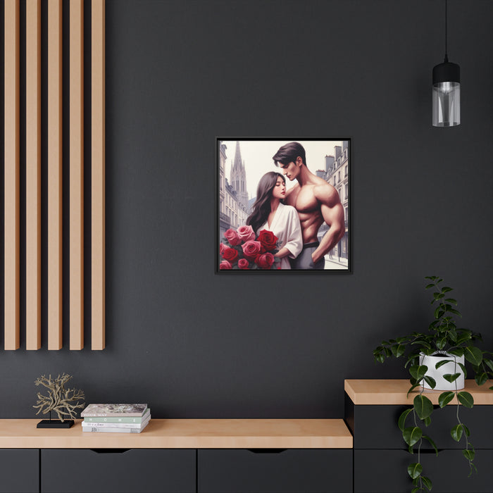 Sophisticated Black Pinewood Framed Canvas Print - Eco-Friendly Home Decor Choice