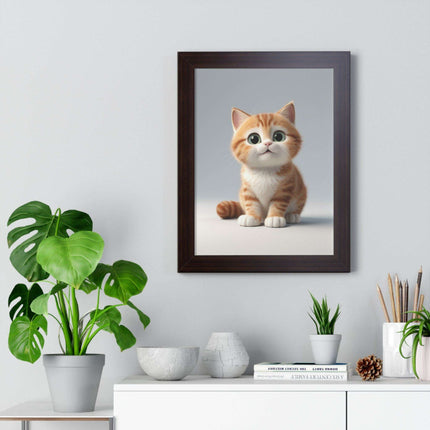 Sustainable Chic Cat Art Framed Print for Eco-Friendly Home Decor