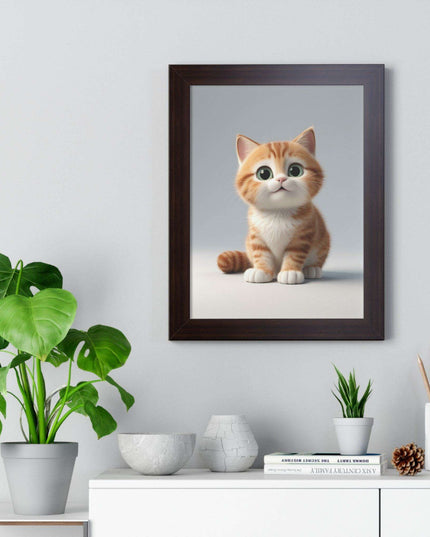Sustainable Chic Cat Art Framed Print for Eco-Friendly Home Decor