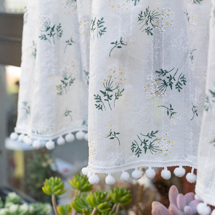 Tassel & Daisy Short Café Curtain | Kitchen & Floating Window, 3 Styles