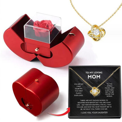Fashion Jewelry Box Red Apple Christmas Gift Necklace Eternal Rose For