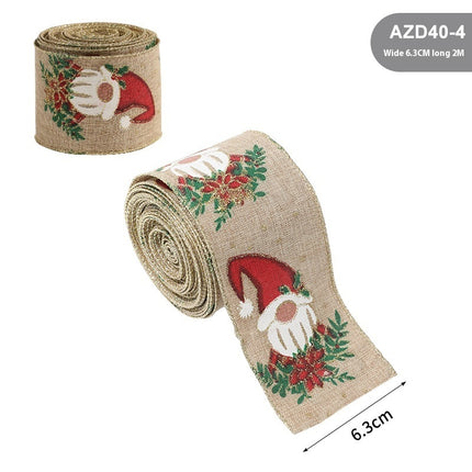 Peekaboo Studio Linen Christmas Ribbon - Rattan Garland, Festive Decor