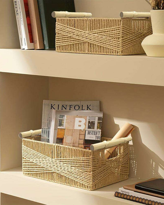 Charming Oversized Wicker Storage Basket with Comfortable Handles - Stylish Open Top Organizer for Any Room