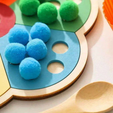 Rainbow Woodland Montessori Educational Toy - Wood & Wool Learning Board