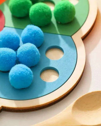 Rainbow Woodland Montessori Educational Toy - Wood & Wool Learning Board