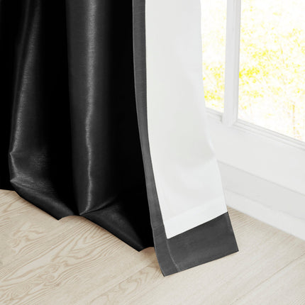 Room & Decor Twist Tab Lined Window Curtain Panel, Black, 50x108