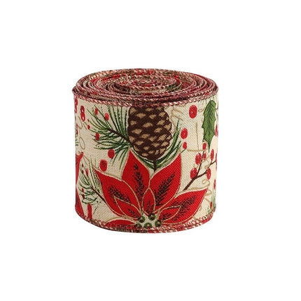 Peekaboo Studio Linen Christmas Ribbon - Rattan Garland, Festive Decor