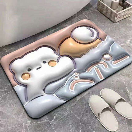 Elegant 3D Floral Design Quick-Dry Bath Mat