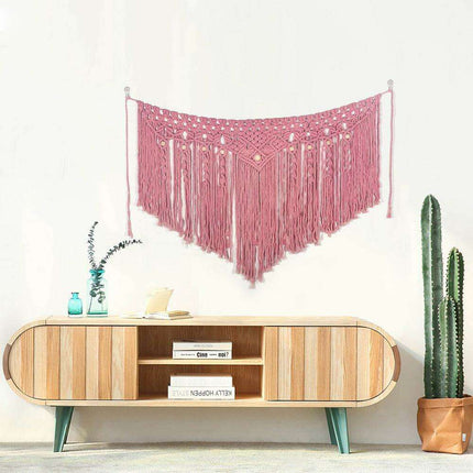 Boho Pink Cotton Wall Tapestry with Elegant Bohemian Flair for Home Decor