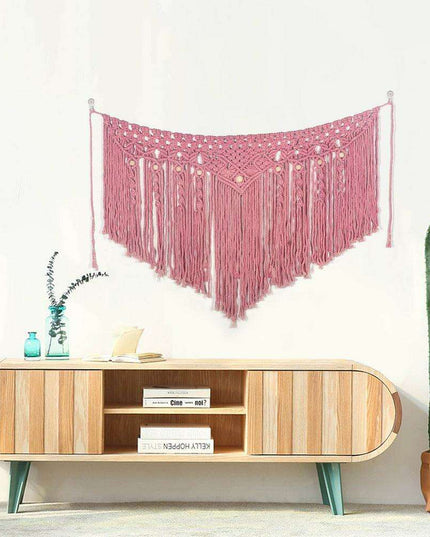 Boho Pink Cotton Wall Tapestry with Elegant Bohemian Flair for Home Decor