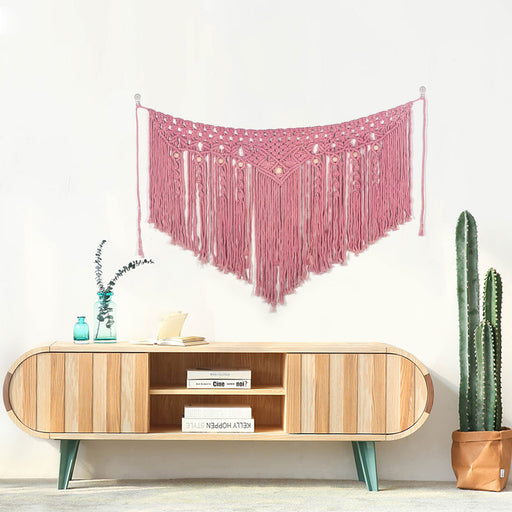 Pink Bohemian Cotton Wall Tapestry for Home Decor Enhancement
