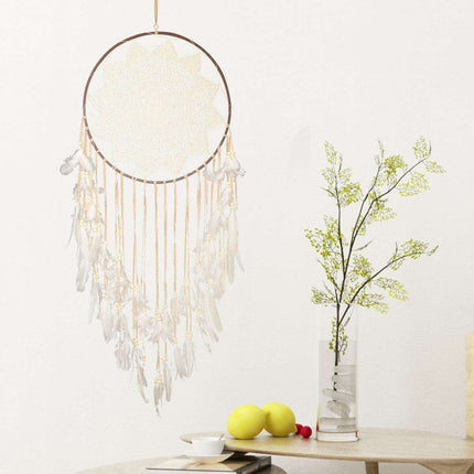 Bohemian Feather Dream Catcher – Handcrafted Wall Art for a Whimsical Ambiance