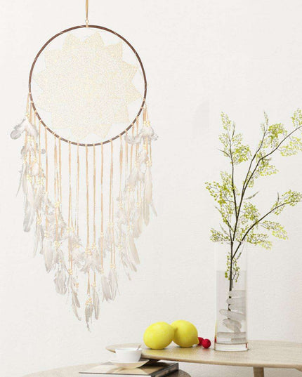 Bohemian Feather Dream Catcher – Handcrafted Wall Art for a Whimsical Ambiance