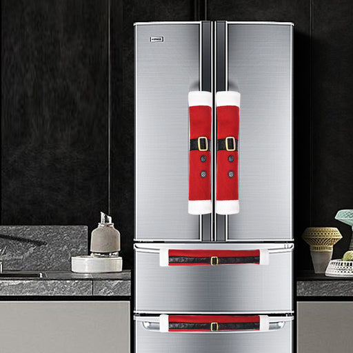 Elegant Christmas Red Flannelette Refrigerator Handle Protectors