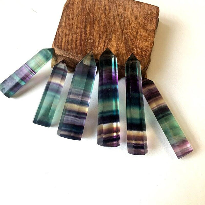 Fluorite Hexagonal Energy Wand with Unique Patterns