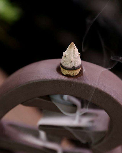 Serene Heart-Shaped Backflow Incense Burner in Elegant Purple Sand