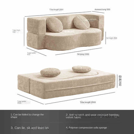 Foldable Sofa Bed - Vacuum-Compressed, Retro Fabric, Spac