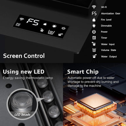 Modern 3D Steam Fireplace Insert & Humidifier for Home