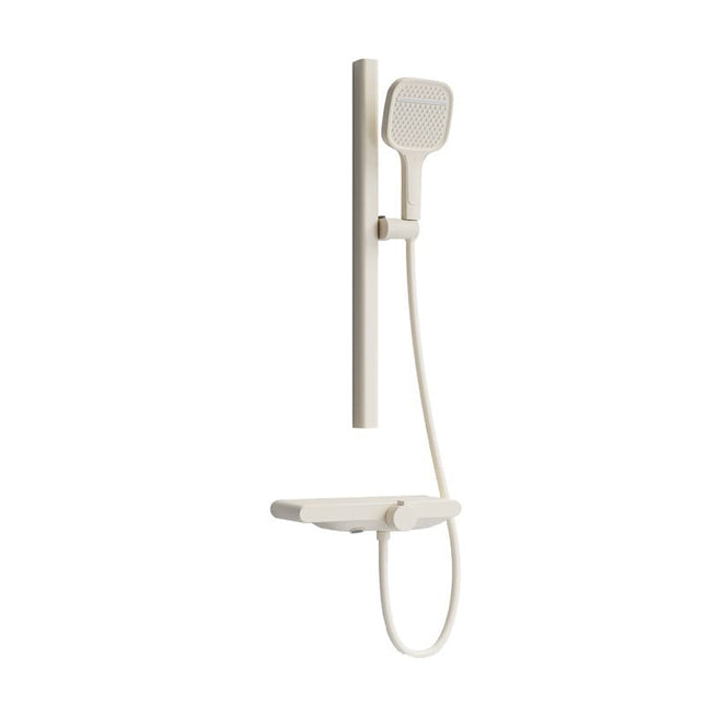 AliKopy Vintage White Shower Set, Adjustable Riser Rail, Dual Function