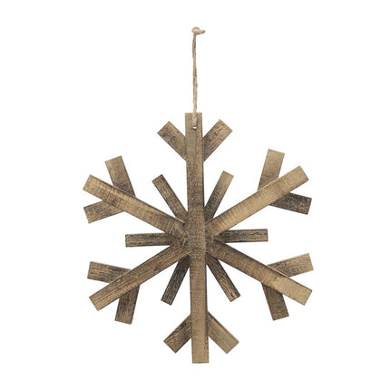 Room & Decor 17.7" Large Fir Wood Snowflake Ornaments - Set of 2, Rust