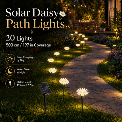 Solar LED Garden Path String Lights — Waterproof Outdoor Fairy Lights