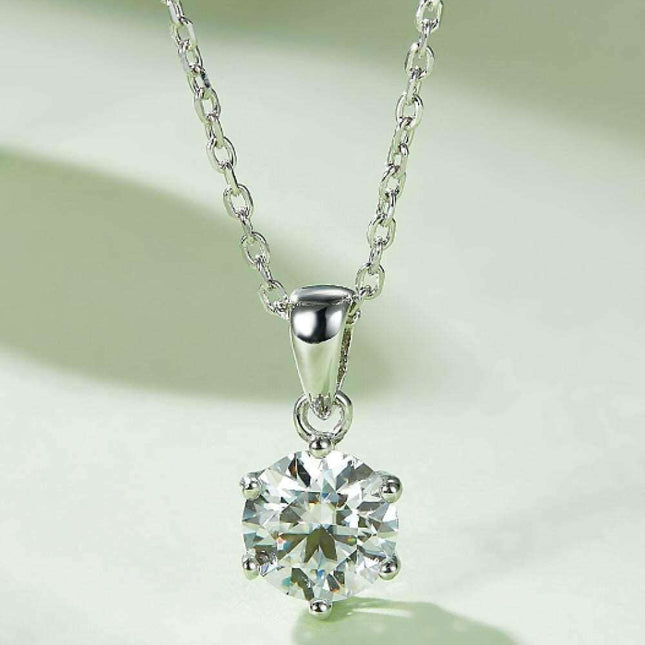 Stunning 1 Carat Lab-Created Diamond Silver Necklace: A Touch of Timeless Luxury