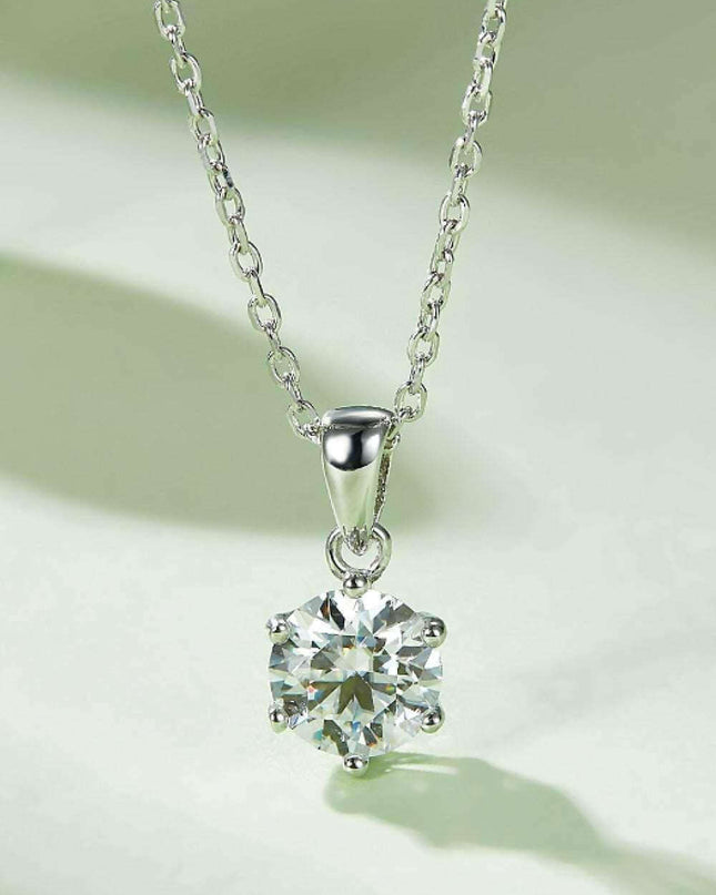 Stunning 1 Carat Lab-Created Diamond Silver Necklace: A Touch of Timeless Luxury