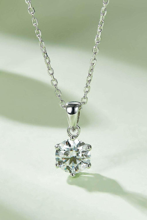 1 Carat Moissanite Sterling Silver Necklace with Platinum Finish and Certificate