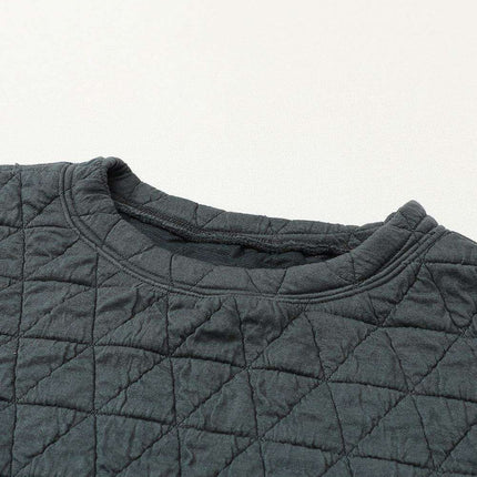 Charcoal Quilted Casual Set: Pullover & Trousers Combo