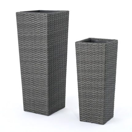 Room & Decor Grey Rattan Flower Pot - Durable & Stylish Design