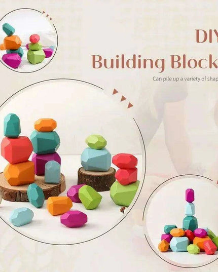 Colorful Wooden Building Blocks Kit for Creative Learning and Logical Development