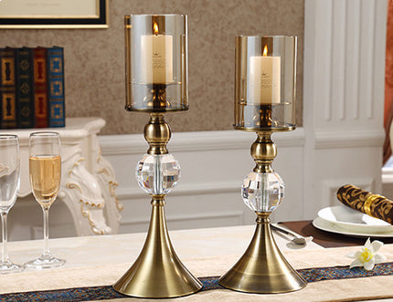 European Style Glass Horn Candle Holder — Two-Piece Dining Table Centerpiece