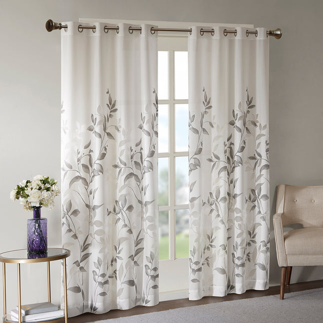 Peekaboo Studio Burnout Printed Curtain Panel - Sheer Fabric, Elegant
