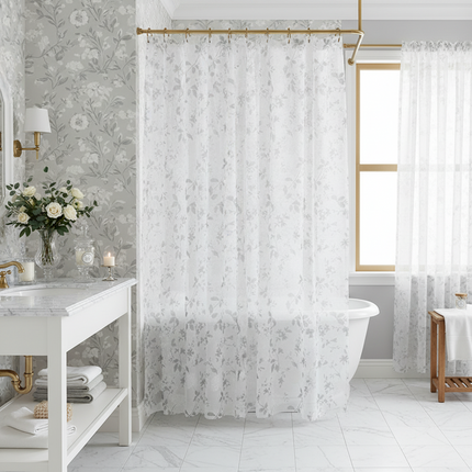 Botanical Mesh Sheer Curtain | Light-Filtering, 18 Patterns, 4 Sizes