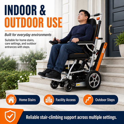 Foldable Electric Tracked Stair-Climbing Mobility Aid — Portable, Joystick-Controlled, Indoor & Outdoor Stair Lifts foldable-electric-tracked-stair-climbing-mobility-device-portable-transfer-aid-for-stair-travel Health & Beauty > Mobility & Accessibility > Stair Lifts & Climbers