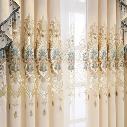 Peekaboo Studio High-End European Style Embroidered Flower Curtains