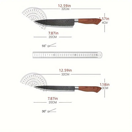 6-Piece Stainless Steel Forged Kitchen Knife Set with Scissors and Ceramic Peeler