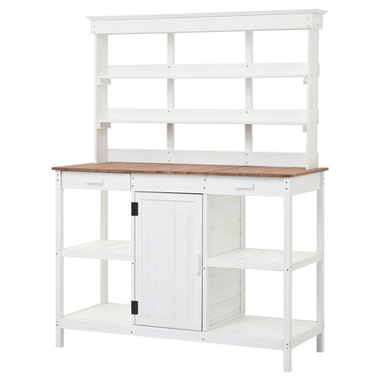 Room & Decor 66" Outdoor Farmhouse Wooden Potting Bench with Drawers &