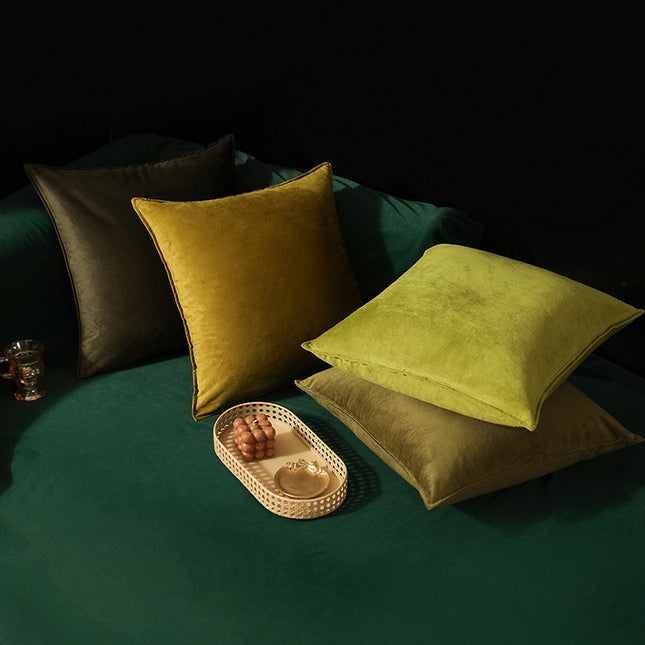 Dutch Velvet Throw Pillow Cover With Piped Trim Solid Color