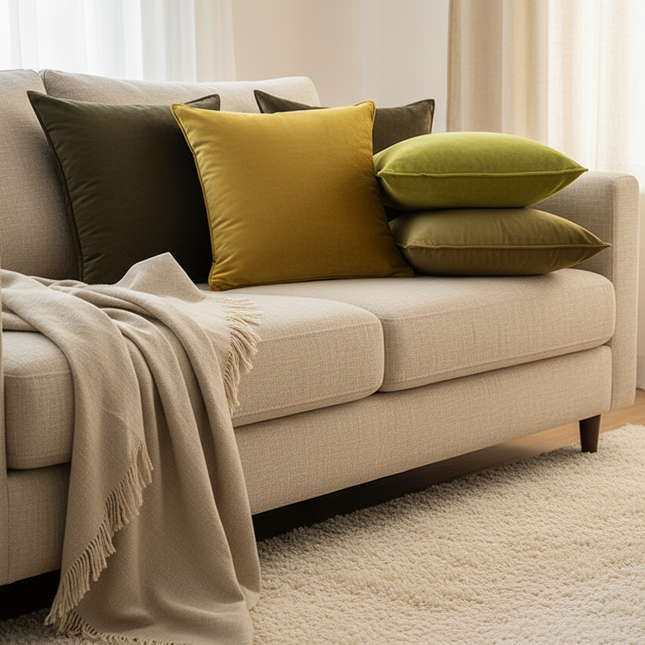 Dutch Velvet Throw Pillow Cover With Piped Trim Solid Color